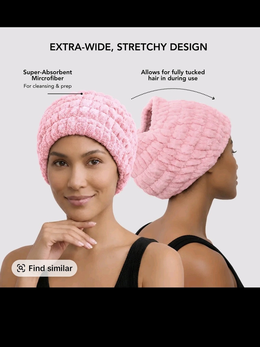 LuxSoft Pink Microfiber Hair Turban – Extra-Wide Absorbent Hair Wrap Hairbrella